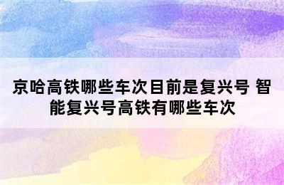 京哈高铁哪些车次目前是复兴号 智能复兴号高铁有哪些车次